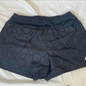 Nike black Cheetah print shorts. Dry fit. Never worn and with underwear liner.